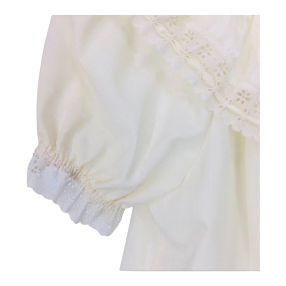 4/$45 AVONDALE Vintage Cream Yellow Off Shoulder Peasant Top Medium NWT - Picture 5 of 8